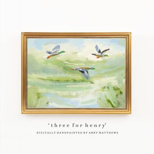 Abstract Landscape Grandmillennial Art: Modern Southern Hand Painted Mallard Duck Marsh (Download) - TFH