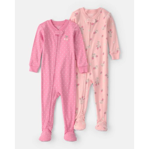 Baby Girl 2-Pack Strawberry Floral Snug Fit 1-Piece Pajama Set - Pink | Carter's