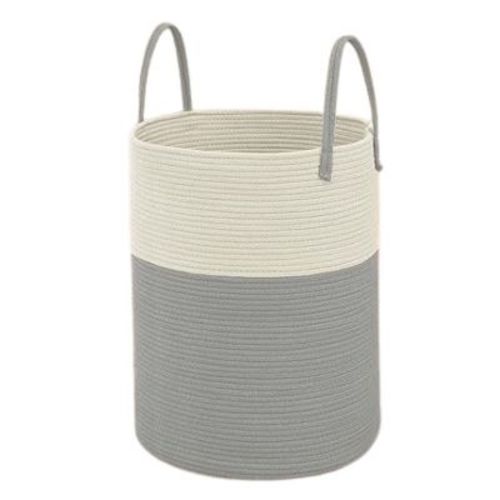 Home Collection Large Woven Laundry Basket Hamper 60L White and Grey