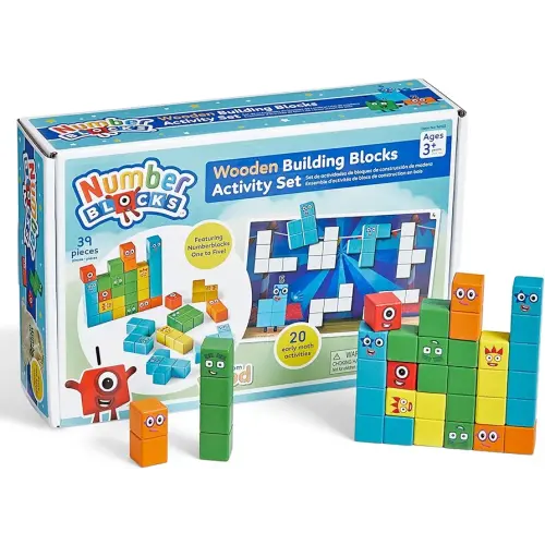 hand2mind Numberblocks Wooden Building Blocks Activity Set, Wood Stacking Toy, Counting Blocks, Numbers for Toddlers, Math Games, Logic Puzzles, Preschool Learning Activities, Kids Birthday Gift