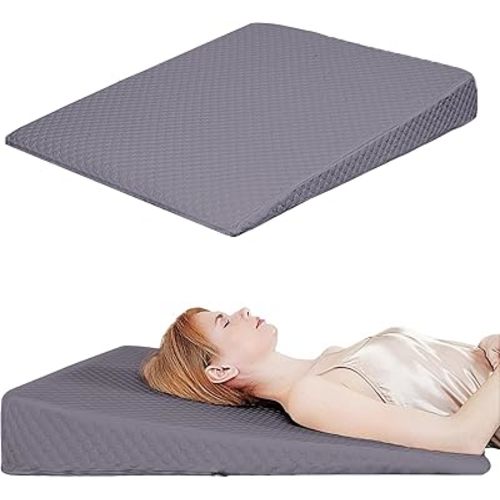 Wedge Pillow, Bed Wedge Pillows for Sleeping, Snoring, Back Support, After Surgery, Foam Triangle Pillow, Removable Washable Cover (Gray, 5in)
