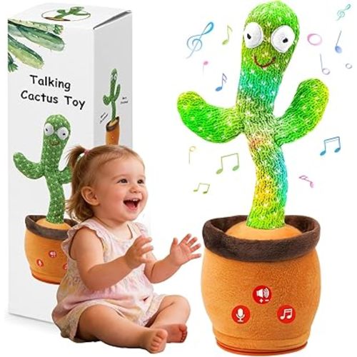 Baby Toys Dancing Talking Cactus Toy with Adjustable Volume, Boys Girls Gifts Interactive Singing Mimicking Repeating Cactus, for Toddlers 0-18 Months Christmas Birthday Easter Basket Stuffers