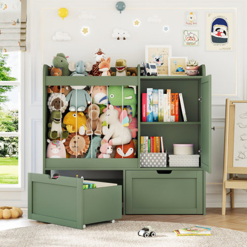 Isabelle & Max™ 37.4"h Toy Storage Organizer With Stuffed Animal Storage, Toy Organizer With Magnetic Whiteboard, 2 Movable Drawers, Wooden Toy Organizers And Storage For Nursery, Playroom, Living Room & Reviews | Wayfair