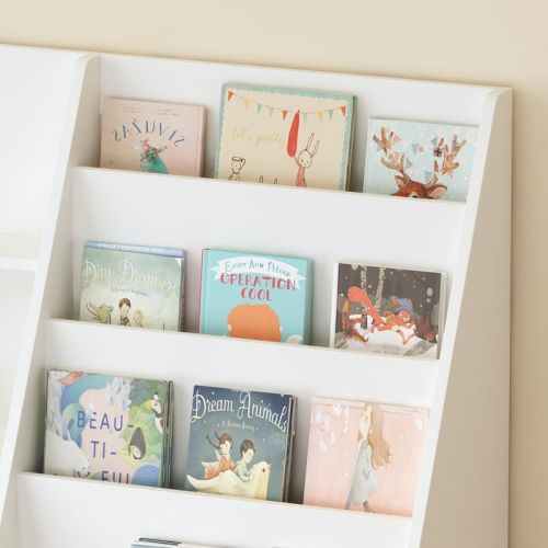 Kids Bookshelf and Toy Storage - 4 Tier Kids Book Shelf for Kids Rooms, Toddler Bookshelf Baby Bookcase for Nursery - White