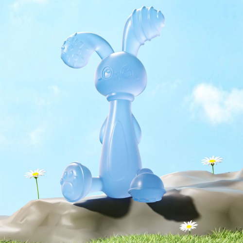 FEOLGEHLY Teething Toys for Age 0-6-12 Months, Baby Toys Pain Relief Teether, Cute Bunny Food Grade Silicone Baby Teething Toy, Chew Toy for Babies, BPA-Free, Christmas Birthday Easter Gift (Blue)