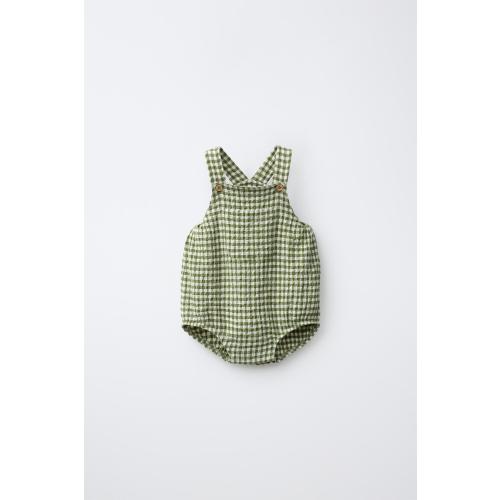 GINGHAM SHORT ROMPER - Blue green | ZARA United States