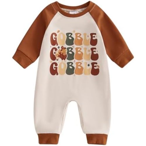 FYBITBO My First Thanksgiving Baby Boy Girl Outfit Little Turkey Jumpsuit Romper Onesie Newborn Thanksgiving Clothes
