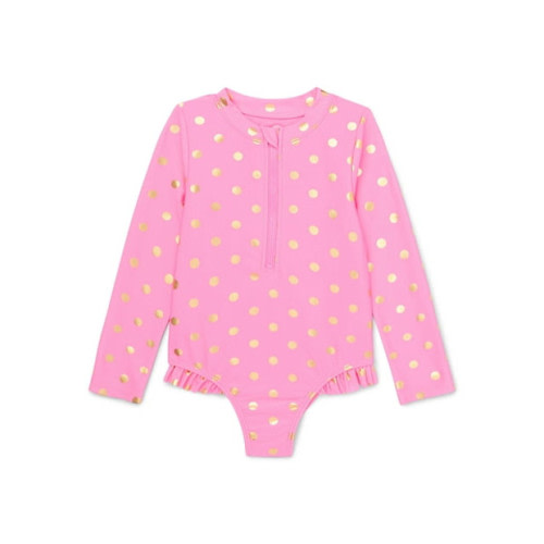 Wonder Nation Toddler Girl Zip Rash Guard One-Piece Swimsuit, Sizes 12M-5T