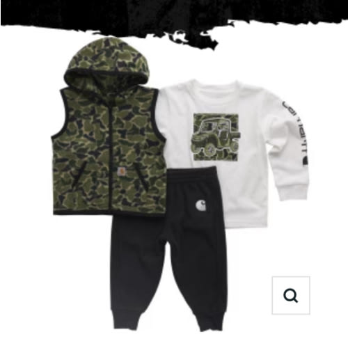 Infant/Toddler Boys Long-Sleeve T-Shirt, Camo Vest and Pant Set - Green Duck Camo