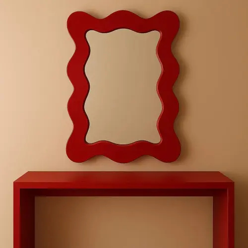 Wavy Red Mirror 50x30cm