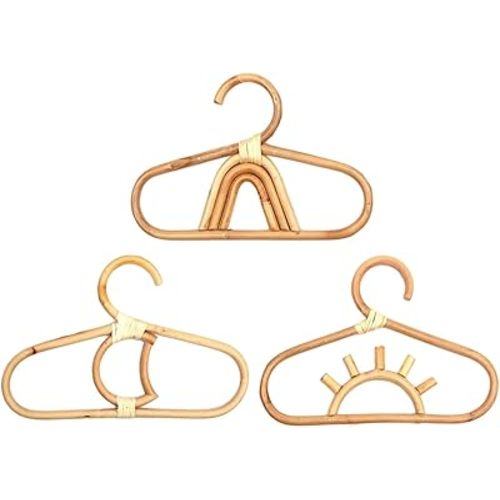 3X Kids Clothes Hanger Rattan Organizer Room Bamboo s