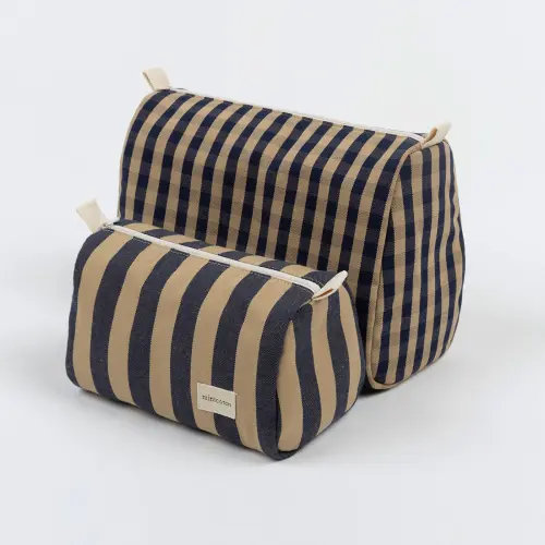 Set Toiletry Bag - Navy + Caramel · Minicoton