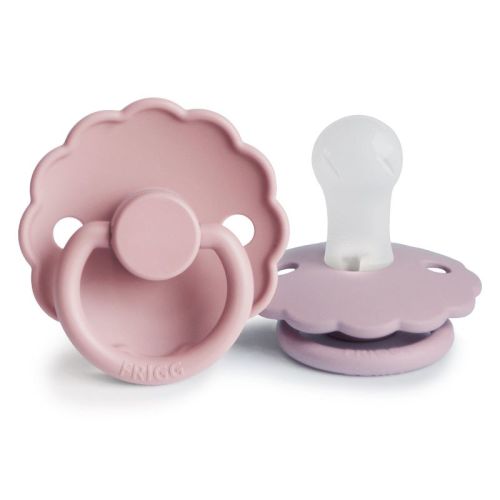 FRIGG Daisy Silicone Pacifier 2-Pack Baby Pink/Soft Lilac 0-6 months