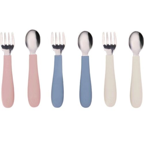 WeeSprout Toddler Utensils, 3 Forks & 3 Spoons, 18/8 Stainless Steel & Food Grade Silicone