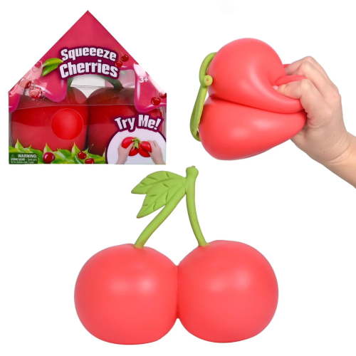 Jumbo Squeeze Cherries Squishy 6 Inch, Giant Slow Rising Fruit Squishy Cherries Stress Toy, Realistic Sensory Fidget Food for Anxiety Relief, Large Soft Squeeze Ball for Kids Adults