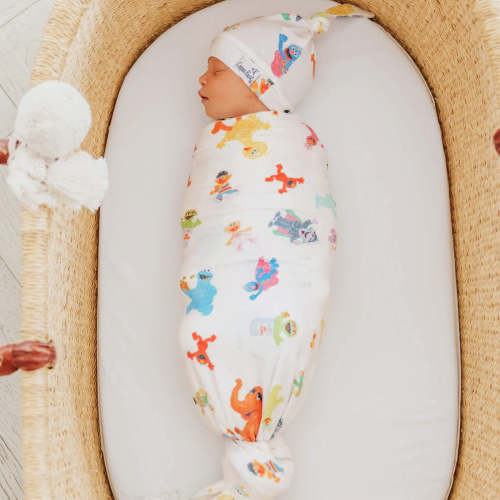 Knit Swaddle Blanket - Sesame Friends