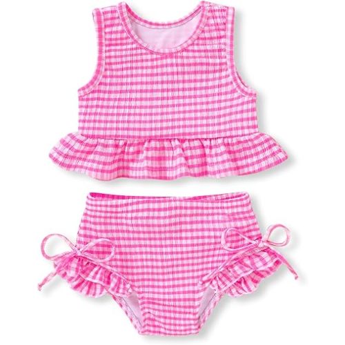 HAPPYMA Baby Swimsuit Toddler Girl Bathing Suit Summer Stripe Bikini Set Beach Two Piece Swim Wear