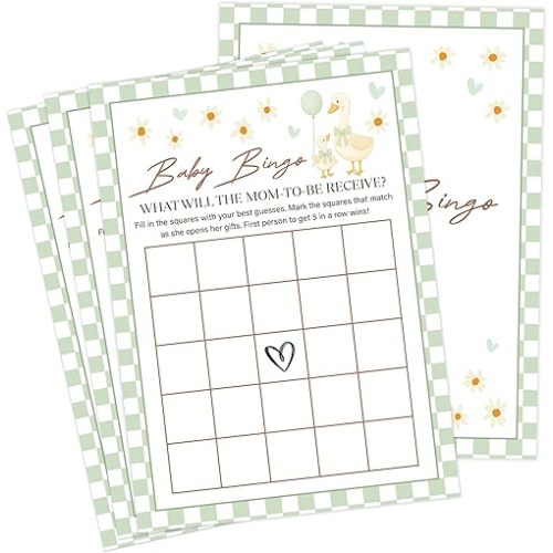 Goose Baby Shower Games, Sage Green Little Goose Baby Bingo Game for 30 Guests with Game Cards, Gender Reveal, Baby Shower Supplies & Decorations (DV17)
