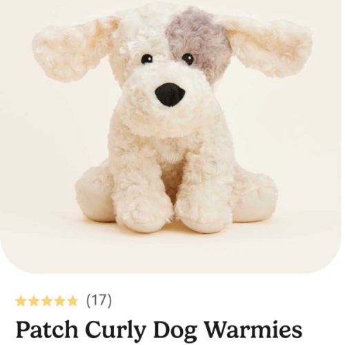 White Gray Curly Dog Warmies | Microwavable White Gray Curly Dog Warmies Stuffed Animal | Warmies USA