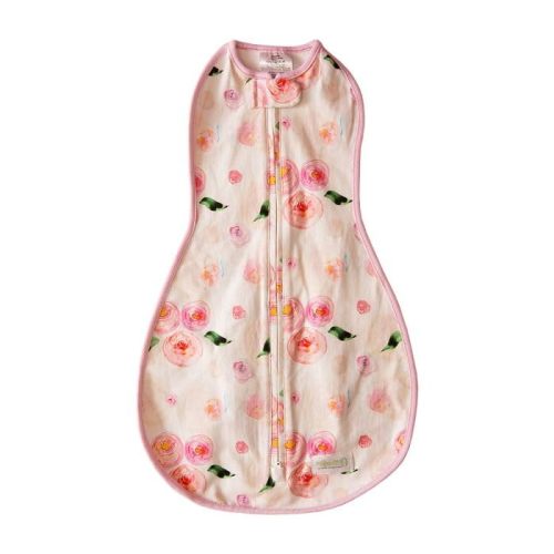 Woombie Grow with Me Baby Swaddle, Convertible Swaddle Fits Babies 0-9 Months, Expands to Wearable Blanket for Babies up to 18 Months, Watercolor Roses