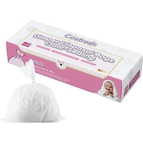 Odor Sealing Baby Diaper Disposable Bags - S/220 Counts Unscented, Durable Diaper Sacks for Home, Travel & On-the-Go Use (Color:White)
