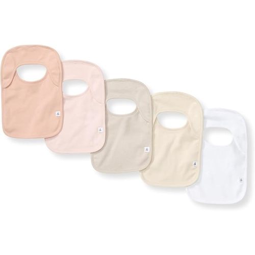 Burt’s Bees Baby Unisex Baby Bibs, Lap-Shoulder Drool Cloths, 100% Organic Cotton with Absorbent Terry Towel Backing Bibs