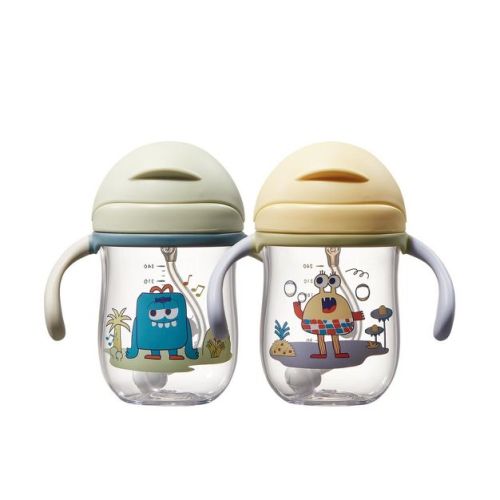 Bc Babycare Classic Baby Toddler Training Cup 8 oz Silicone Sippy Cup Easy Grip for Self Drinking Dishwasher Safe BPA-Free Light Green and Yellow