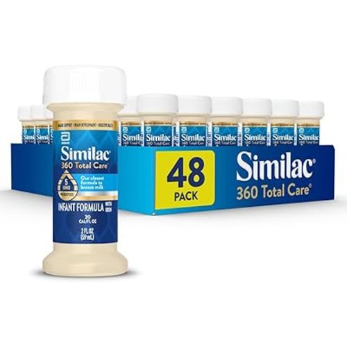 Similac 360 Total Care Infant Formula, Has 5 HMO Prebiotics, Our Closest Prebiotic Blend to Breast Milk, Non-GMO, Baby Formula, Ready to Feed, 2-fl-oz Bottle, Pack of 48