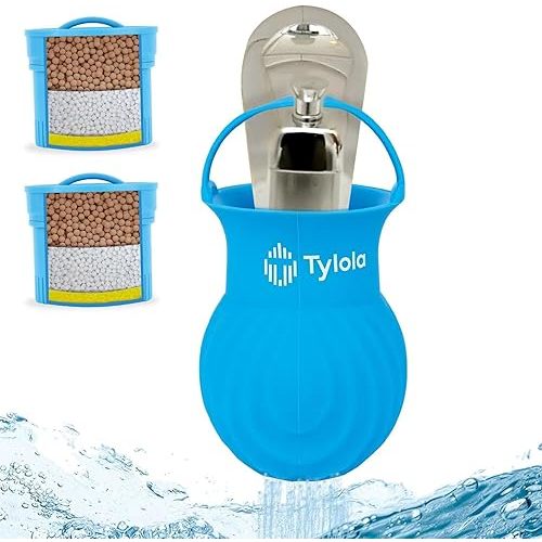 Bathtub Water Filter for Hard Water & Chlorine, Helps Reduce Fluoride for Softer Skin and Healthier Hair, Includes 2 Long-Lasting Filters, Up to 12 Months of Use, Tylola Bath Tech 3000-2