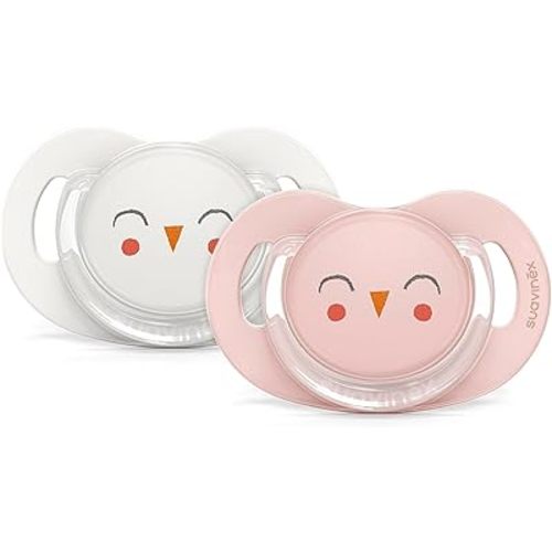 Suavinex Bonhomia SX PRO Physiological Pacifier, Supports Breastfeeding Babies, Pacifiers 6-18 Months, 2 Pack Baby Pacifier, Baby Accessories, (Pink/Beige)