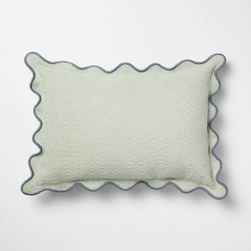 Lumbar Textured Easter Herring Bone Pillow Green Mirage - Threshold™ Design with Studio McGee