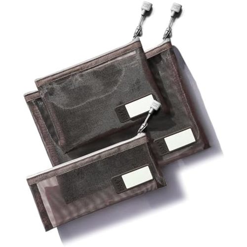 Nylon Zipper Pouch Set with Name Tabs - Mesh Bags for Makeup & Diaper Storage