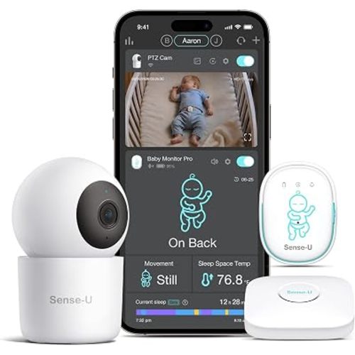 Sense-U Smart Baby Monitor Pro Long Range + 2.5K PTZ Camera, No Monthly Fee