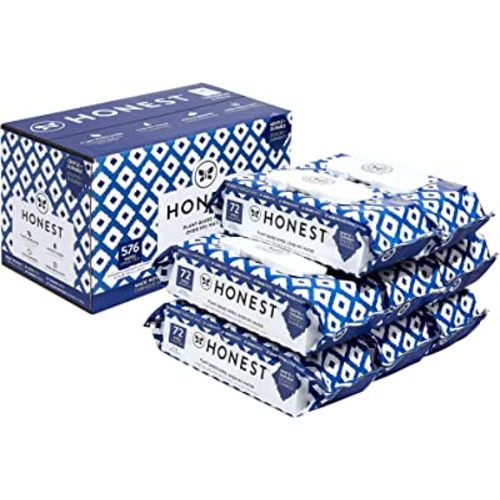 The Honest Company Clean Conscious Wipes | 100% Plant-Based, 99% Water, Baby Wipes | Hypoallergenic, Dermatologist Tested | Blue Ikat, 576 Count
