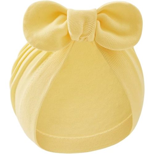 Century Star Newborn Hat for Baby Girls Infant Toddler Soft Hospital Hats Beanie Baby Turbans Head Wrap with Bow Cap