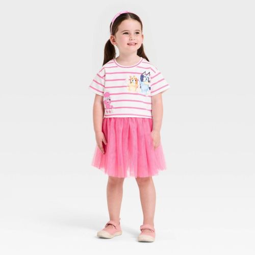 Toddler Girls' 2pc Bluey T-Shirt & Tulle Skort Set - Pink 3T