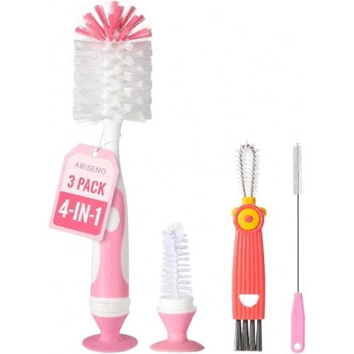 4-in-1 Baby Bottle Brush Set, Pink
