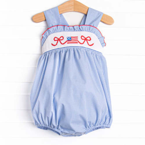 Brave Bows Smocked Bubble, Blue – Stitchy Fish