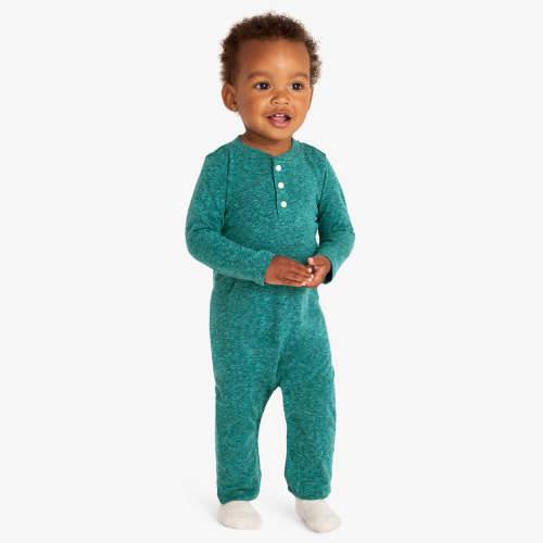 Baby heathered henley romper | Primary.com