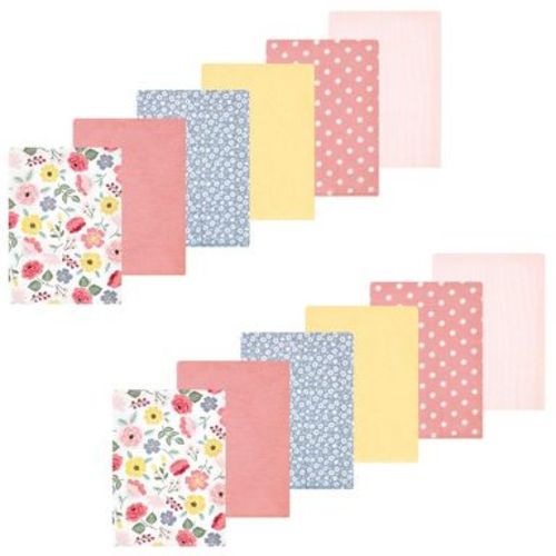 Luvable Friends Hudson Baby Cotton Poly Flannel Burp Cloths 12pk, Blush Floral
