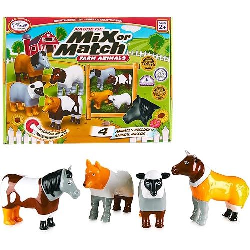 Magnetic Mix or Match Farm Animals Toy Play Set, 16 Pieces