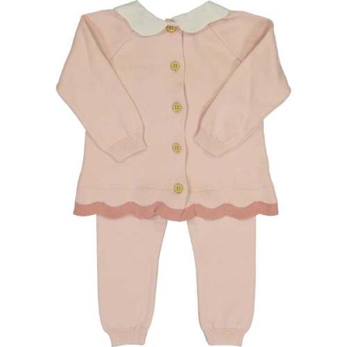 Scalloped Contrast Trim Knit Set Blush - Feltman Brothers | Maisonette