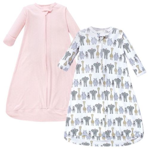 Hudson Baby Infant Girls Cotton Long-Sleeve Wearable Sleeping Bag, Sack, Blanket, Pink Safari, 3-9 Months
