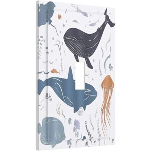 Wpshijia Kids Sea Animal Decorative 1 Gang Single Toggle Light Switch Covers Decorative Wall Plate Switchplate Electrical Faceplate for Nursery Kidsroom Bedroom Decor
