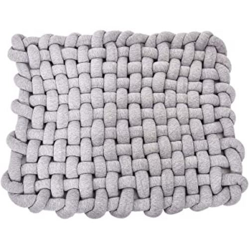Wonder Space Knotted Braided Plush Mat, Baby Infant Newborn Sleeping Tummy Time Playing Nursery Rug Knot Floor Cushion, Handmade Pure Soft Fabric, Fashion Cute Toddler Children Room Decor, Grey