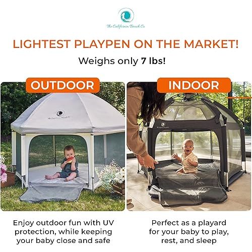 POP 'N GO PLAYPEN - Indoor & Outdoor Baby Playpen for Babies and Toddlers - Baby Beach Tent, Foldable, Portable W/Canopy, Travel Bag, & Mosquito Net - Pop Up Pack and Play Tent (Black)