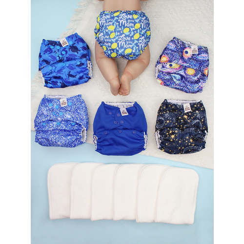 POCKET DIAPER 3.0 WITH INSERTS - 6 PACK(A-Dreamy Sky)