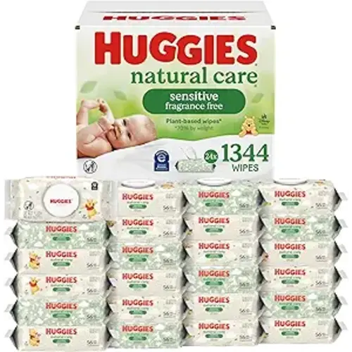 Huggies Natural Care Sensitive Baby Wipes, Unscented, Hypoallergenic, 99% Purified Water, 24 Soft Packs of 56 (1344 Wipes Total)