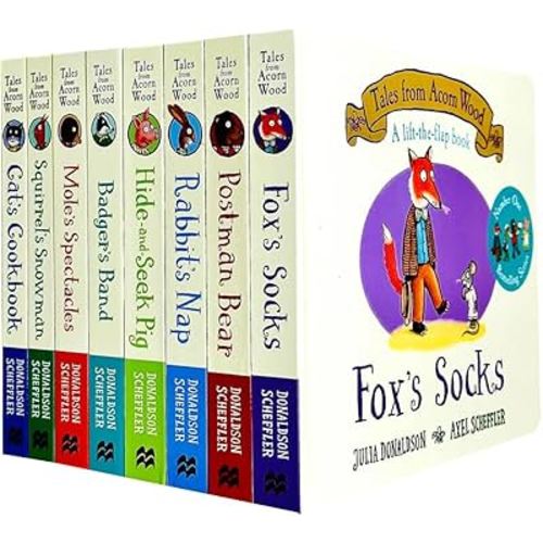 Julia Donaldson Tales From Acorn Wood Series Collection 8 Books Set (Fox's Socks, Hide-and-seek Pig, Postman Bear, Rabbit's Nap, Cat's Cookbook, Squirrel's Snowman, Mole's Spectacles, Badger's Band)