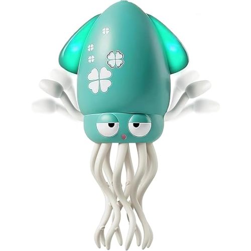 Dancing Octopus Toy,Smart Tentacle Explorer,Crawling Dancing Automatic Obstacle Sensor Toys,Electric Crawling Octopus with LED Lights & Music (Green)